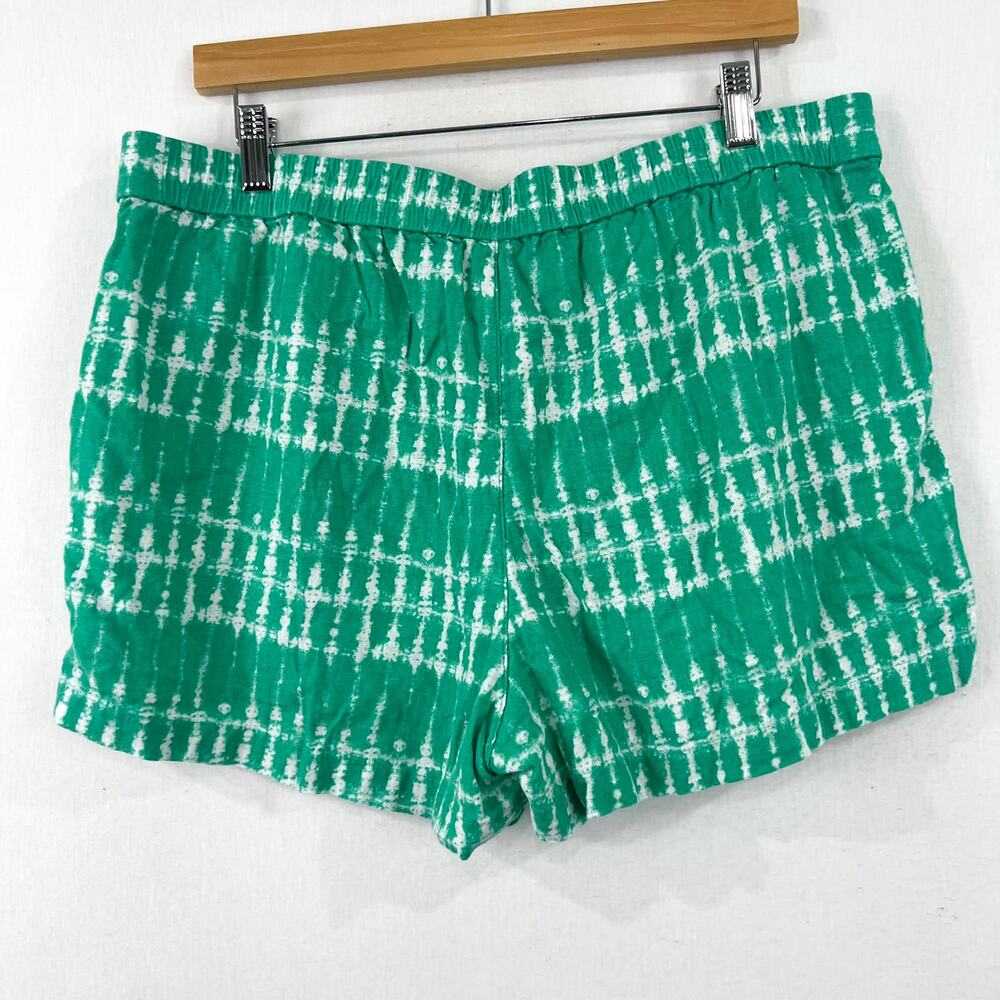 J.Crew Women's Linen Blend Green Tie Dye Shorts Large Summer Spring - Picture 4 of 7
